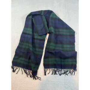 Highland Tweeds 100% Lambswool Scarf Blue Black Green Tartan Plaid Woven Douglas